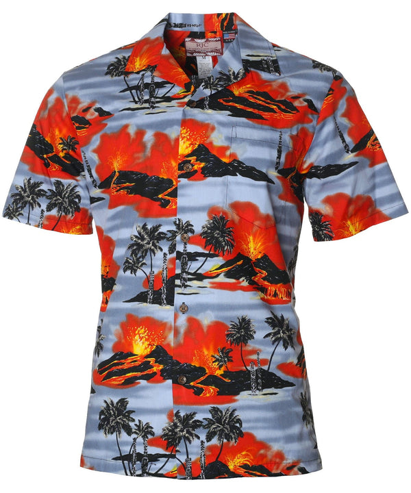 Kilauea Volcano Lava Aloha Shirt Silver