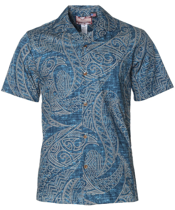 Polynesian Tribal Hilo Hawaiian Shirt Turquoise