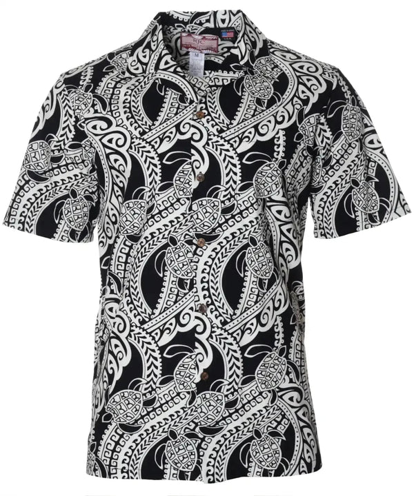 Aloha Shirt Natal Homing Tribal Honu Black