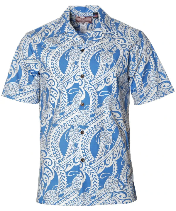 Aloha Shirt Natal Homing Tribal Honu Blue