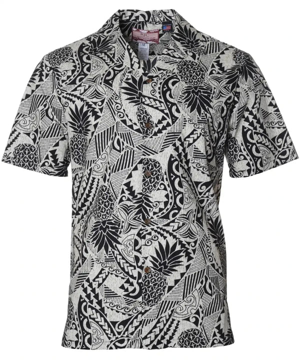 Tribal King Pineapple Aloha Shirt Khaki