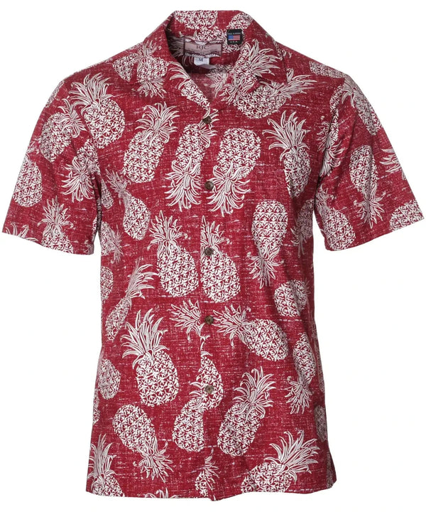 Lana Harvest Pineapples Hawaiian Shirt Burgundy