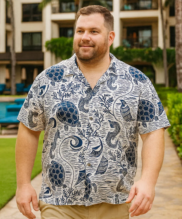 Hawaiian Shirt Plus Size Sealife Voyage