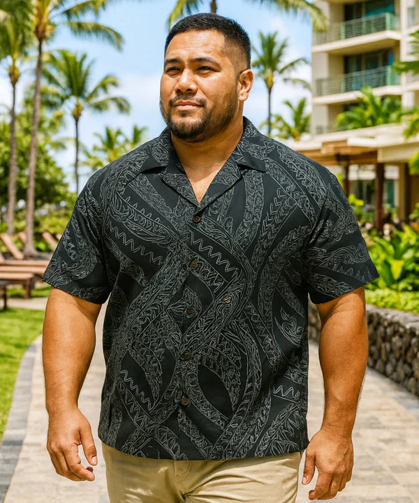 Hawaiian Shirt Plus Size Tribal Trail