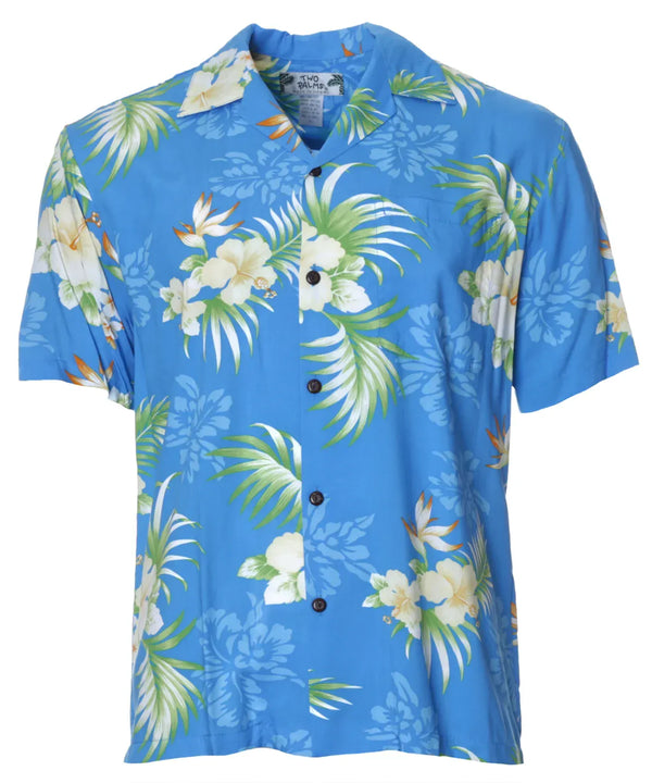 Fern Hibiscus Shirt Sky Blue