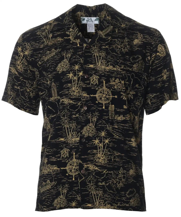 Resort Aloha Shirt Journey to Hawaii Black