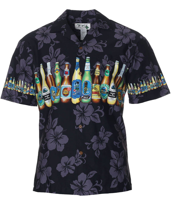 Hawaiian Shirt Border Design Island Beer Collection Black