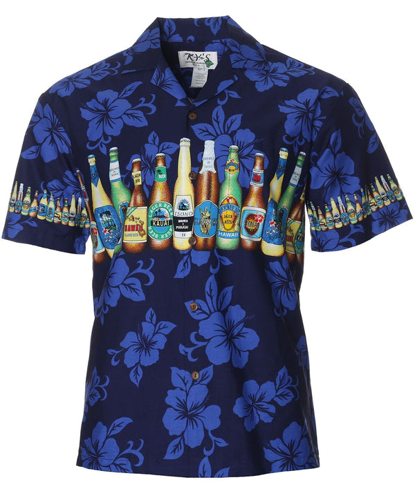 Hawaiian Shirt Border Design Island Beer Collection Navy