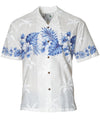 Chest Border Hawaiian Shirt Ohua White-Navy