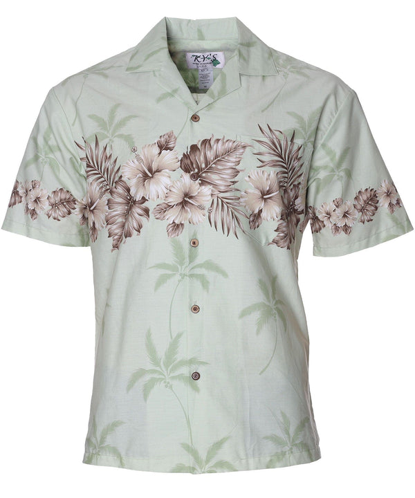 Chest Border Hawaiian Shirt Ohua Green