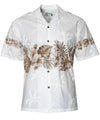 Chest Border Hawaiian Shirt Ohua White-Brown