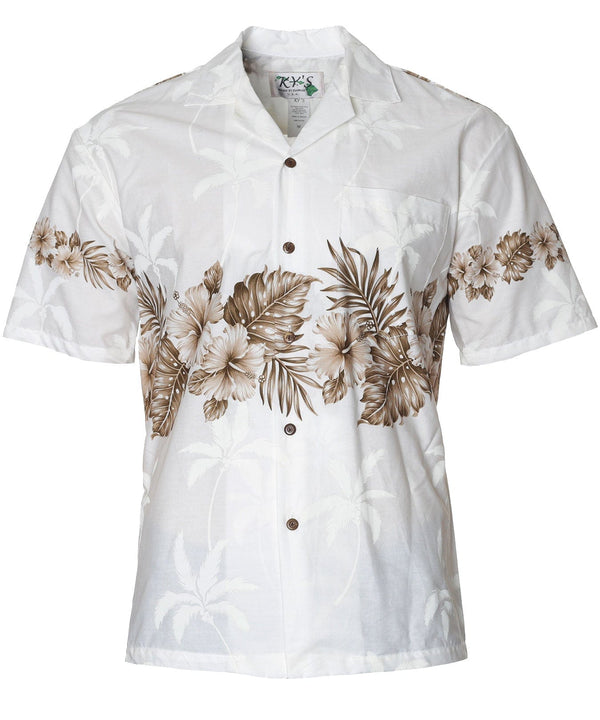 Chest Border Hawaiian Shirt Ohua White-Brown