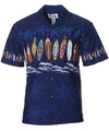 Surfboard Chest Border Hawaiian Shirt Navy