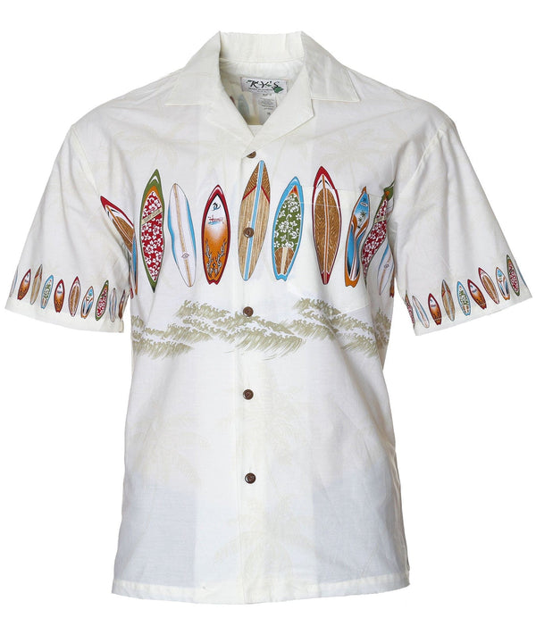 Surfboard Chest Border Hawaiian Shirt White