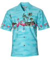 Hawaiian Shirt Chest Border Flamingo Oasis Turquoise