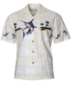 Hawaiian Border Shirt Fish Tales Jumping Marlin Cream
