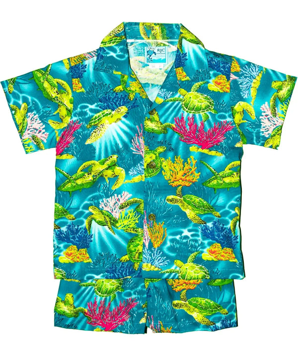 Toddler Boy Cabana Set Playful Ocean Honu Aqua