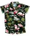 Toddler Boy Cabana Set Tropical Flamingos Black