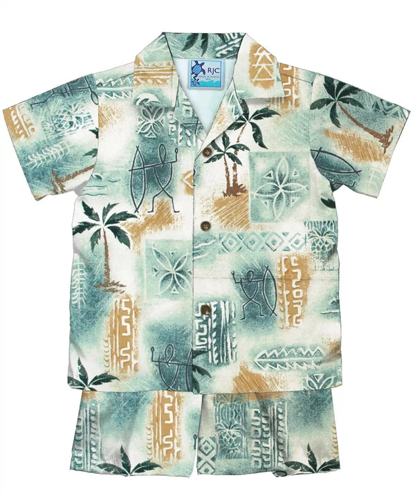 Island Glyphs Tribal Life Toddler Boy Cabana Set