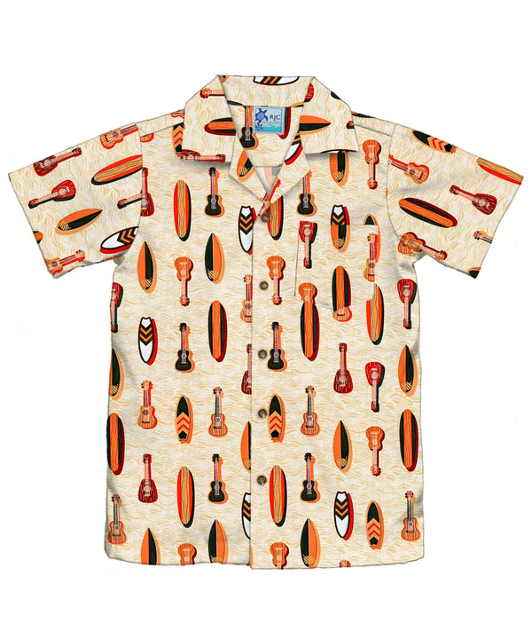 Boys Hawaiian Shirt Ukuleles Surfboards Shop