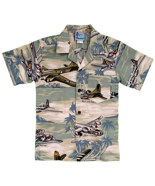 B17 Bomber Aircraft Airplane Aloha Shirts for Boys