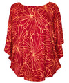 Gala Hibiscus Cocoon Top Hawaiian Blouse Burgundy
