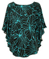 Gala Hibiscus Cocoon Top Hawaiian Blouse Teal