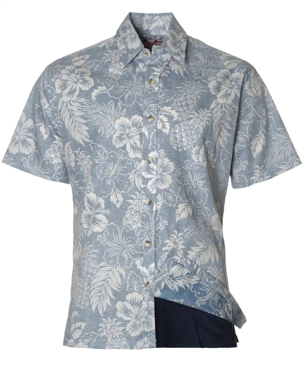 Button-Up Dress Shirt Tropical Pineapples Blue