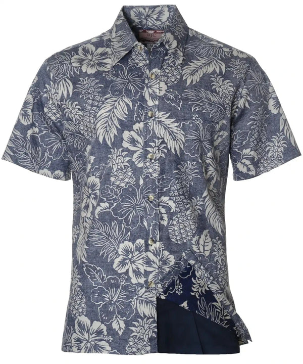 Button-Up Dress Shirt Tropical Pineapples Navy