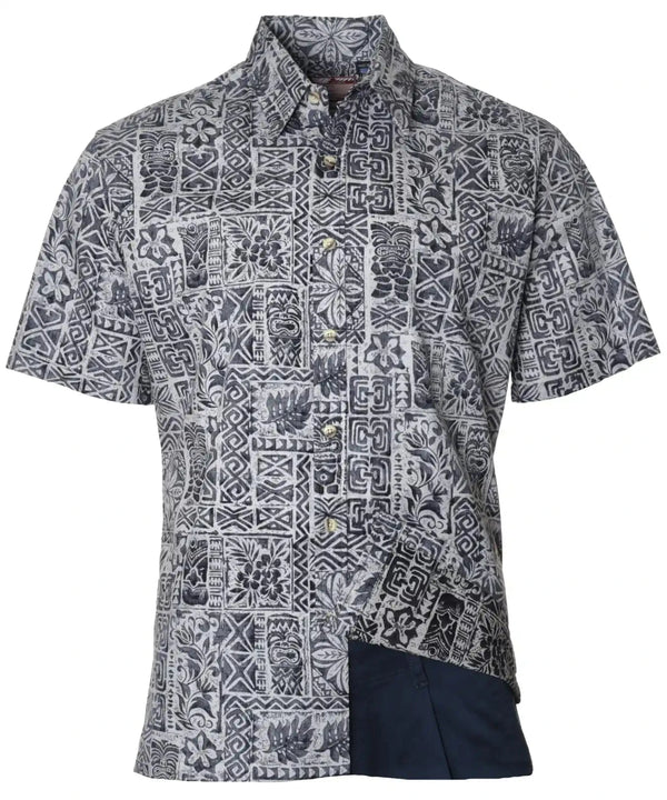 Hawaiian Shirt Button-Up Dress Kalaka Tribal Charcoal