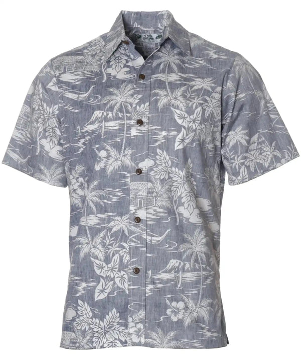 Business Casual Button-Up Hawaiian Shirt Love Shack Navy