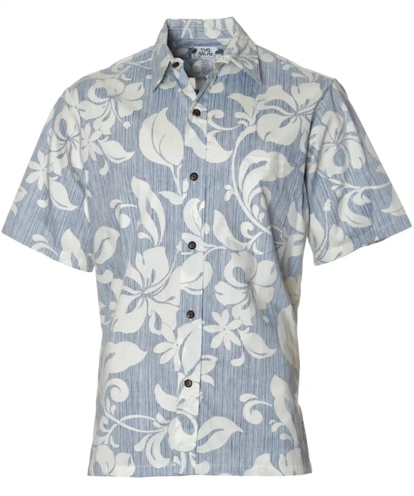 Maui Button-Up Dressy Aloha Shirt Business Casual Light Blue