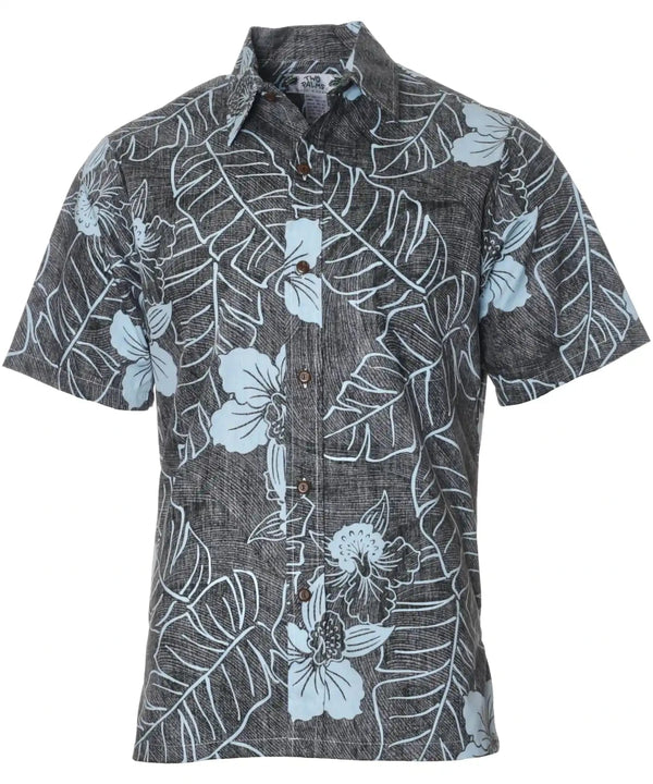 Niihau Dressy Hawaiian Shirt Business Casual Button-Up Black