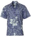 Niihau Dressy Hawaiian Shirt Business Casual Button-Up Navy