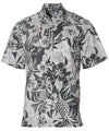 Business Casual Button-Up Pineapple Garden Dressy Aloha Shirt Black