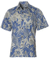 Business Casual Button-Up Pineapple Garden Dressy Aloha Shirt Navy