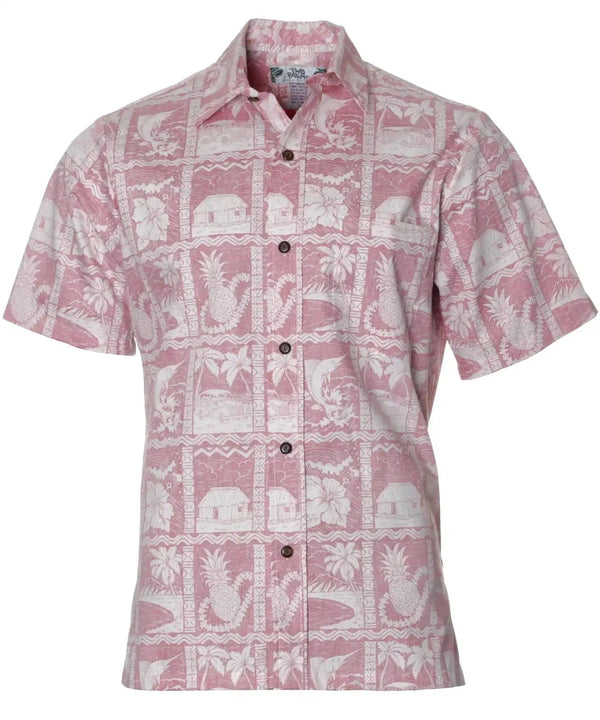 Pineapple Shack Button Up Hawaiian Shirt Red