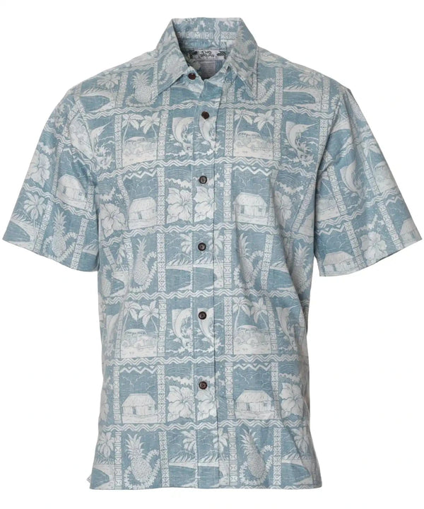 Pineapple Shack Button Up Hawaiian Shirt Teal