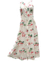 Flamingo Maxi Long Hawaiian Cocktail Dress Cream
