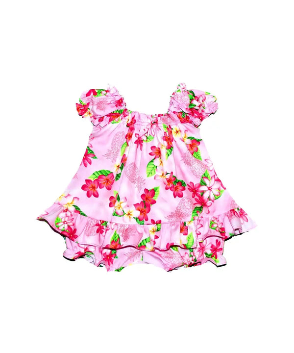 Infant Hawaiian Clothes 2 Piece Capri Set Hidden Pineapples Pink