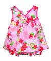 Infant Girl Crossover Yoke Dress Set Pineapple Plumeria Pink