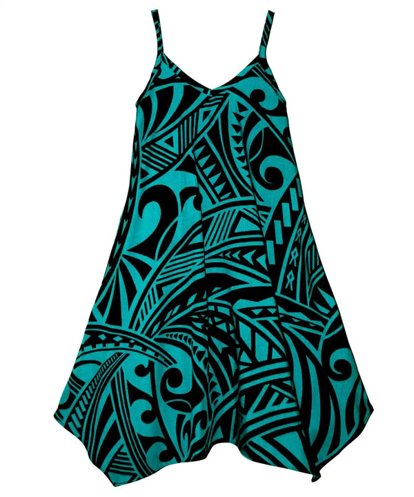 Girls Hawaiian Dress Tribal Time Jade