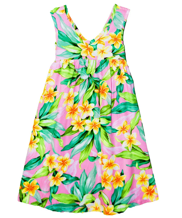 Plumeria Garland Tie Back Girls Floral Dress