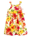 Girls Hawaiian Dress with Side Ties Mega Hibiscus Cream
