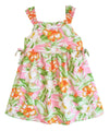 Watercolor Hibiscus Girls Hawaiian Dress with Side Ties Pink