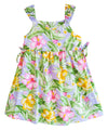 Watercolor Hibiscus Girls Hawaiian Dress with Side Ties Purple