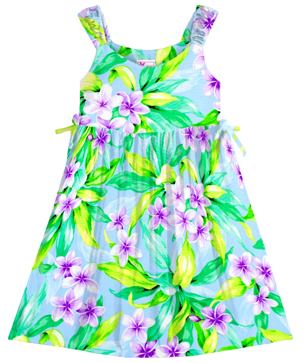 Plumeria Garland Girls Dress with Side Ties
