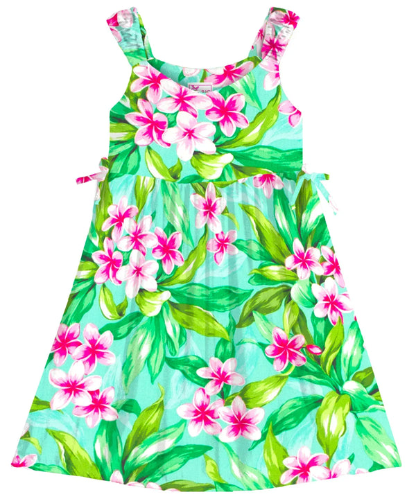 Plumeria Garland Girls Dress with Side Ties