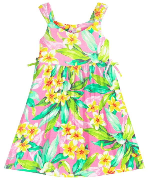 Plumeria Garland Girls Dress with Side Ties