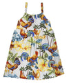 Rooster's Up Elastic Straps Girls Hawaiian Sundress White